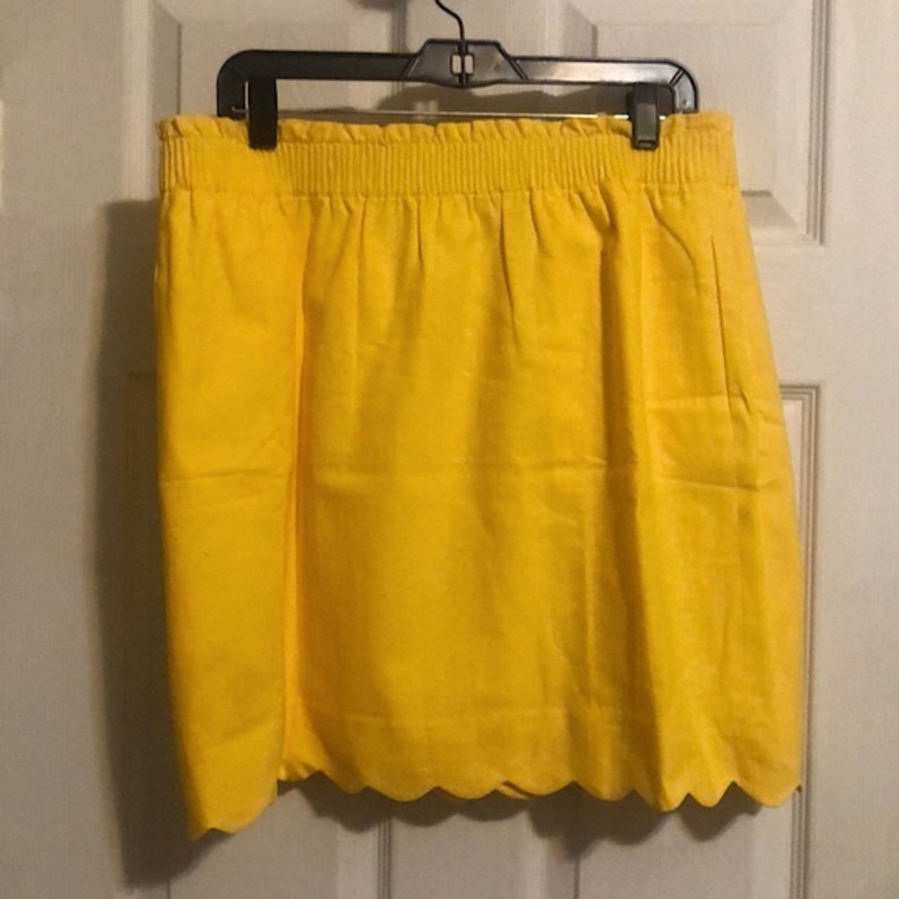 NWT J Crew Factory yellow scalloped high waisted skirt